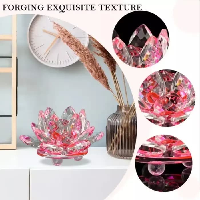 Figurine de fleur de Lotus en cristal, 80mm, réflexion Feng Shui, décoration de maison, Collection artisanale en verre, ornements de Table, Souvenir