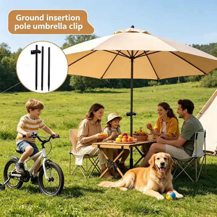 Support d'ombrelle en métal robuste, base d'ombrelle portable, support polyvalent pour l'herbe, le camping, la pêche, les voyages et les vacances en plein air