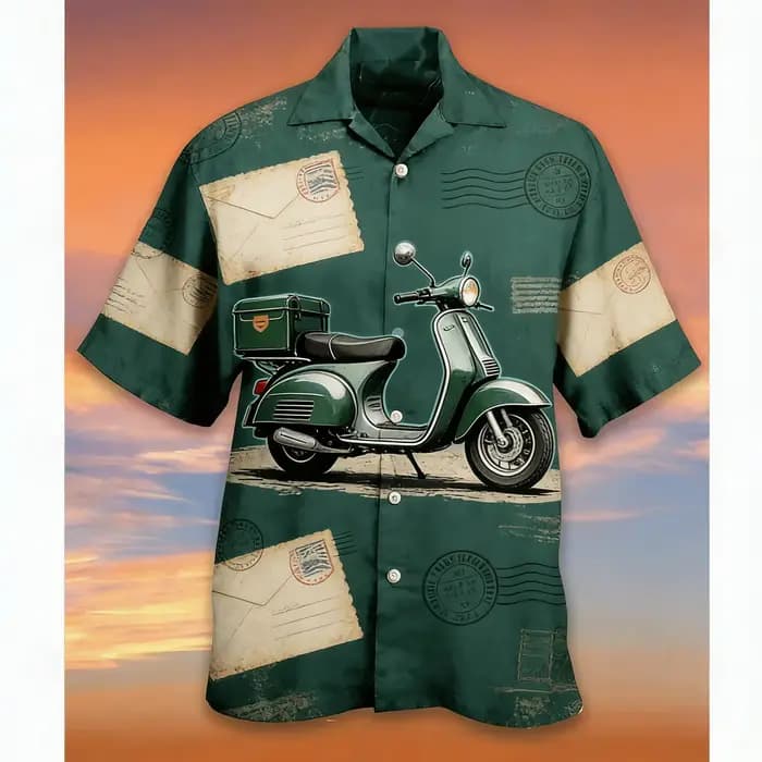 Chemise moto pour homme à col rouge, style rétro avec bandes de vitesse, chemise boutonnée élégante à manches courtes pour le printemps et l'été