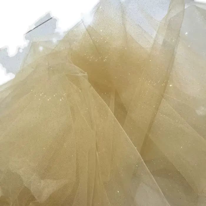 Tissu de robe de mariée en tulle, paillettes fines violettes, cristal brillant moyen dur, maille transparente, disposition de fond, champagne