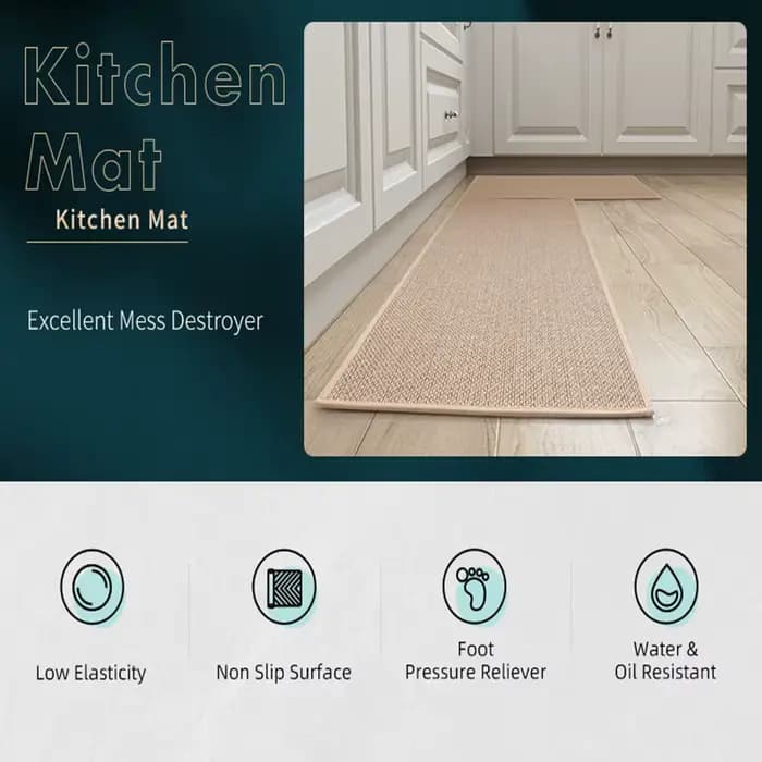 Lea-Tapis en Coton et Lin pour Porte de Cuisine, Polymères, pour Chambre à Coucher, Absorbant l'Eau et 0il, Non-ALD, Résistant à l'Eau, D343