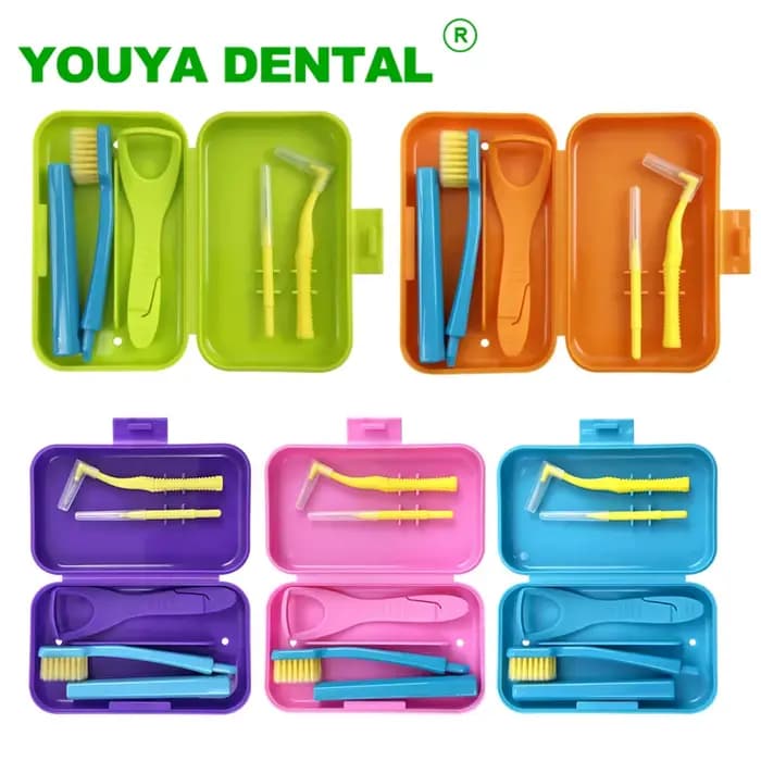 Livres buccaux-Analyste de soins avec brosse à dents, brosse interdentaire, grattoir à langue, boîte portable, outils d'hygiène buccale orthodontique, chaud