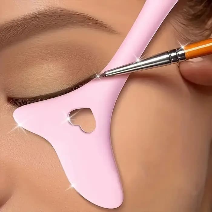 1 guide de maquillage rose - modèle multifonctionnel en forme de cœur pour eye-liner et rouge à lèvres, un outil d'application rapide et facile pour les débutants