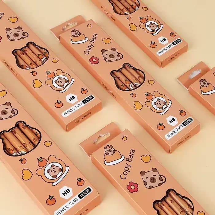 Ensemble de crayons Kawaii Capybara 12 pièces – Crayons à dessin non pointus, cadeau parfait pour les étudiants
