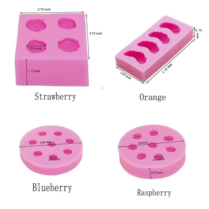 Moules 3D Mini fraise myrtille Orange Silicone Fondant moules pour Cookie pâtisserie moule Cupcake Topper décoration sucre