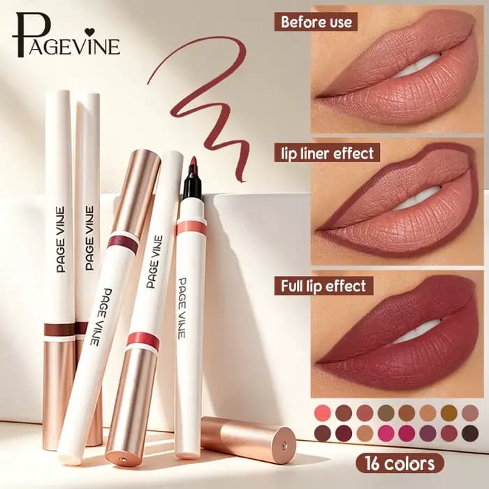 Crayon à lèvres long, gloss à lèvres doux 2-en-1