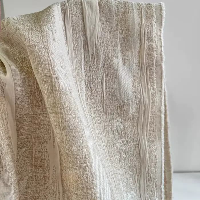Rideaux en lin Jacquard blanc, tissu Double couche rayé en relief texturé en détresse, jupes de styliste faites à la main, matériaux artisanaux