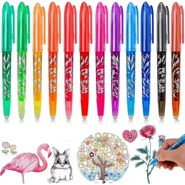 Kawaii Pilot, stylos à gel effaçables, encres de couleurs assorties, pointe fine 0,5 mm, paquet de 12/8