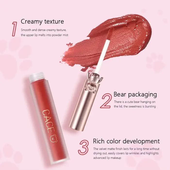 CACE brillant à lèvres maquillage liquide rouge