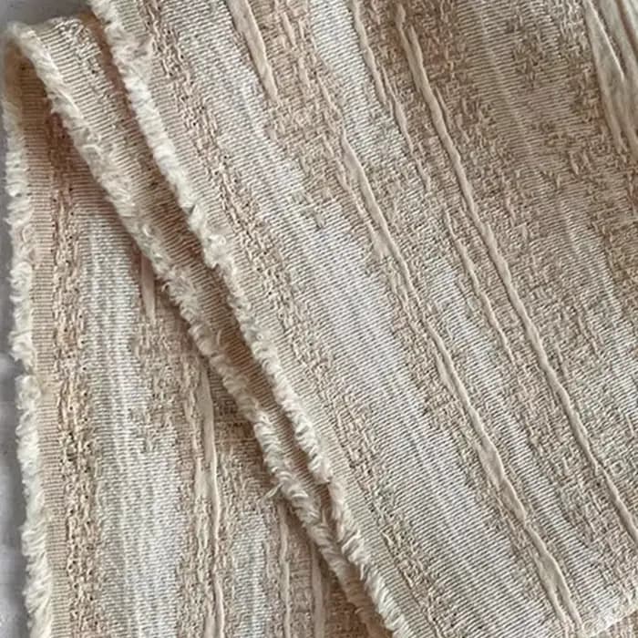 Rideaux en lin Jacquard blanc, tissu Double couche rayé en relief texturé en détresse, jupes de styliste faites à la main, matériaux artisanaux