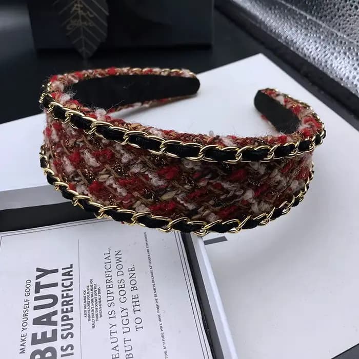Serre-tête rouge de style européen et américain avec pinces à cheveux et bandeaux, coiffe haute pour femme, pour coiffure pressée et lavage du visage