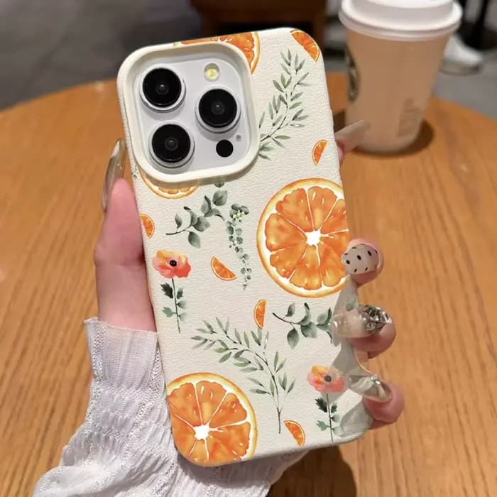 Coque de téléphone souple antichoc motif orange litchi rafraîchissant pour iPhone 17 Air 16 15 14 13 12 11 Pro Max XS X XR 16e 17e