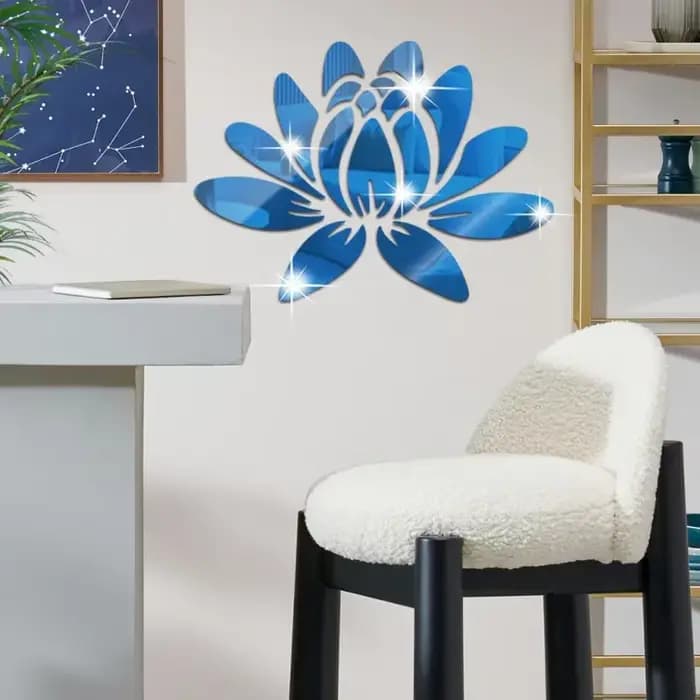 Autocollant Mural miroir fleur de Lotus 3D, autocollant Mural d'art acrylique amovible, pour salon, chambre à coucher, décorations de maison, DIY bricolage