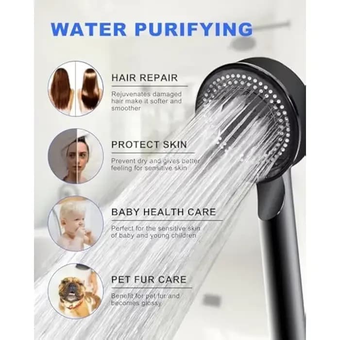 Robinet d'évier de salle de bains, pomme de douche haute pression, 5 Modes réglables avec tuyau d'économie d'eau, arrêt à une touche, accessoires de salle de bains