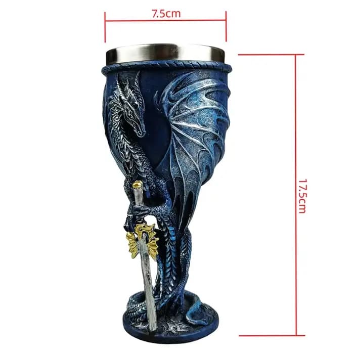 Gobelet Dragon bleu J1UL1N, donjons et Dragons, cadeau du saint Graal, gobelet à vin, Dragon volant, épée