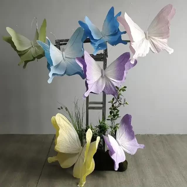 Fleur Papillon Artificielle en Papier, Décoration Murale de Fond de Mariage, Accessoires d'Exposition de Fenêtre pour ixd'Anniversaire