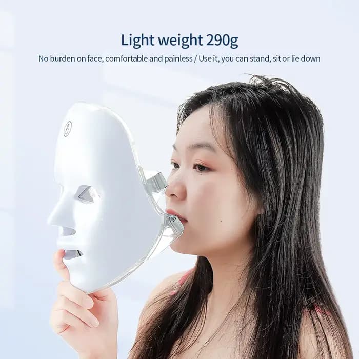 Masque facial LED sans fil 7 couleurs rechargeable portable pour le rajeunissement de la peau et les soins de beauté