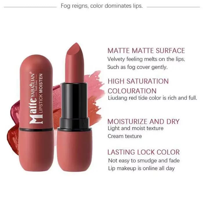Rouge à lèvres mat 6 couleurs : coloris velours