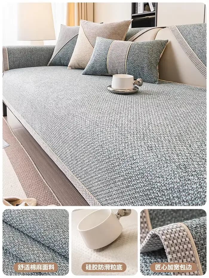 Juste de coussin de canapé en lin pour toutes les saisons, housse de canapé universelle non ald, housse de dossier, serviette de gril tissée, coton, nouveau, 2024