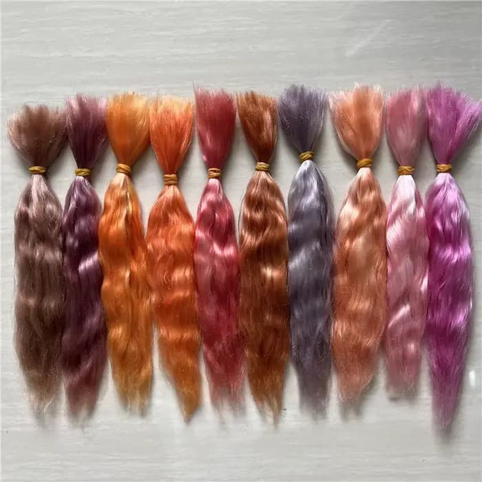 Nouveau rouge violet rose marron couleurs Reborn poupée Pure Mohair raciné à la main de qualité supérieure Mohair perruques pour BJD SD 1/12 poupées accessoire de cheveux