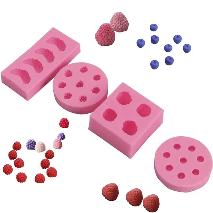 Moules 3D Mini fraise myrtille Orange Silicone Fondant moules pour Cookie pâtisserie moule Cupcake Topper décoration sucre