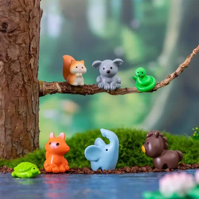 Animaux de la Zodiaque : Chat, Canard, Mouton, Écureuil, Grenouille, Tortue - Ornements de Micro-Paysage Réalistes et Mignons, Miniatures Artisanales