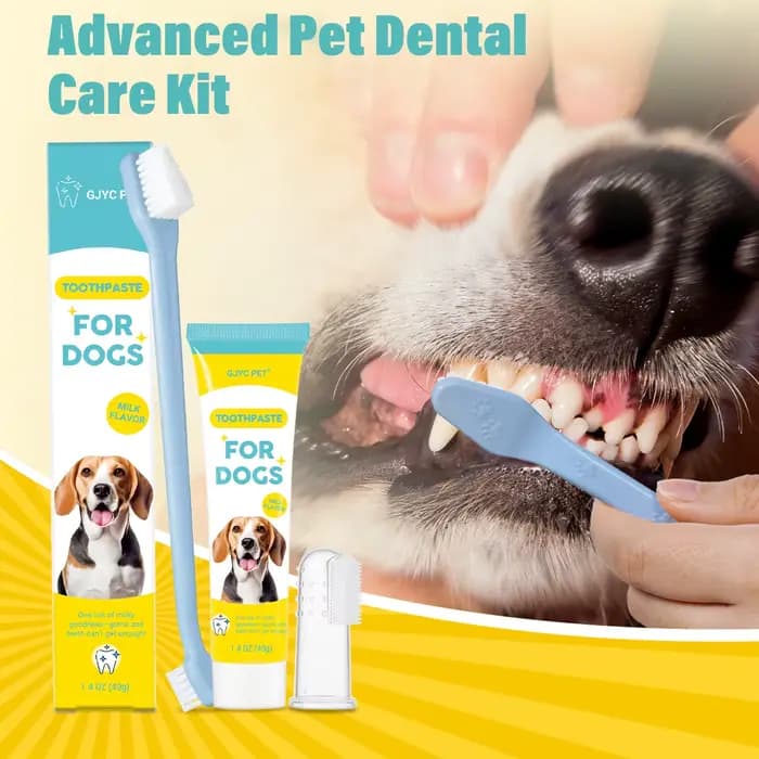 Kit de soins dentaires pour chiens et chats, dentifrice au lait, brosse à dents, nettoyage en profondeur, rafraîchit l'haleine, réduit la plaque dentaire, soins bucco-dentaires pour toutes les races