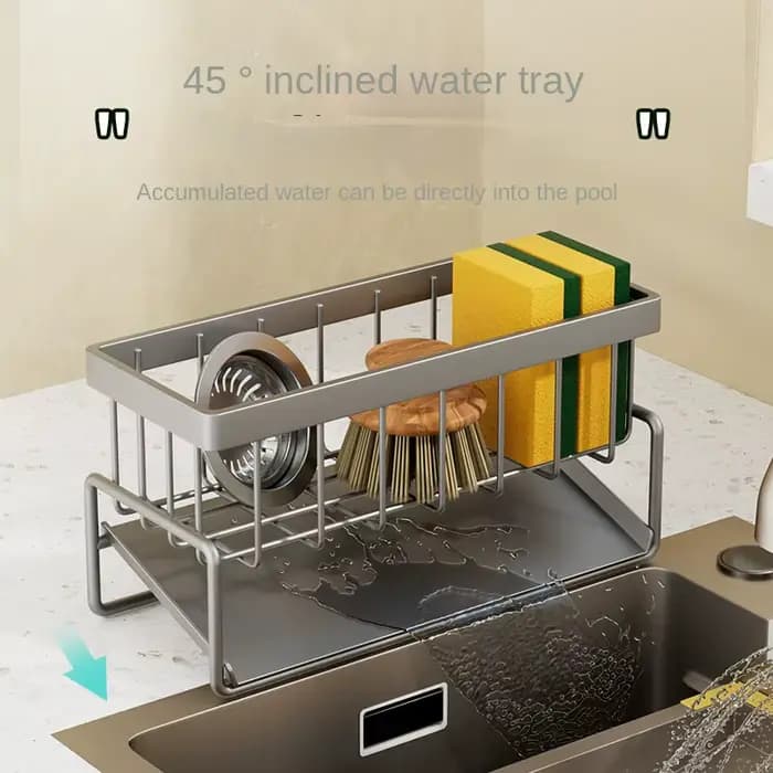 Étagère de cuisine en acier inoxydable, égouttoir à éponge, égouttoir d'évier, fournitures de vaisselle, rangement de torchons, égouttoir