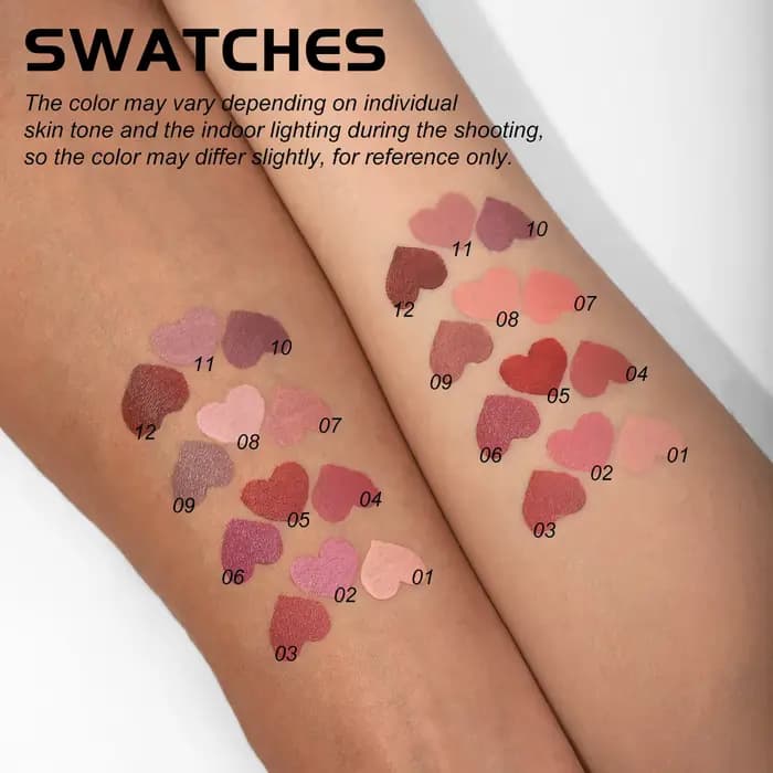 LANGMANNI Stylo liner à lèvres liquide mat velouté 12 couleurs pour la définition des contours