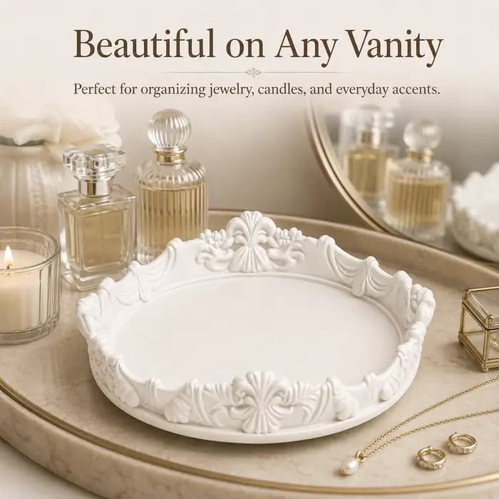 Un plateau élégant de style baroque pour décorer les coiffeuses, les chambres, etc., pour ranger les cosmétiques, les bijoux, etc.