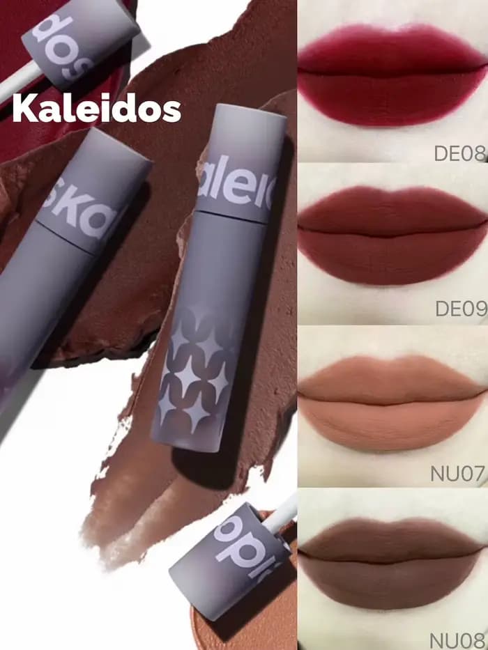 Kaleidos Goth Lipstick Matte Soft Moist Nude Lip Mud Cream Black Red High Pigment Smoky Non-stick Cup Lasting Lip Makeup
