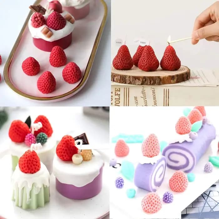 Moules 3D Mini fraise myrtille Orange Silicone Fondant moules pour Cookie pâtisserie moule Cupcake Topper décoration sucre