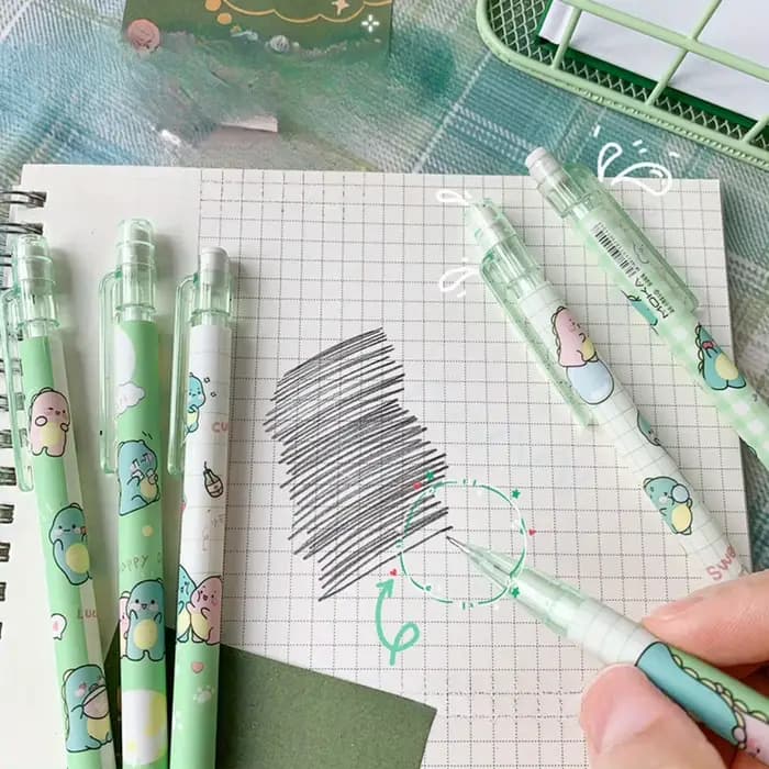 Ensemble de crayons mécaniques Kawaii, comprend 4 fils Hb de 0,5 mm et 1 recharge de tube, parfait pour l'écriture, le dessin et les croquis
