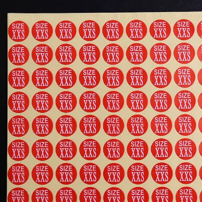 Étiquettes rondes rouges de taille de vêtements, 13mm, autocollants auto-adhésifs XXS à 6XL pour l'étiquetage de vêtements, marque de mode, 1452 pièces, ensemble de 11 tailles