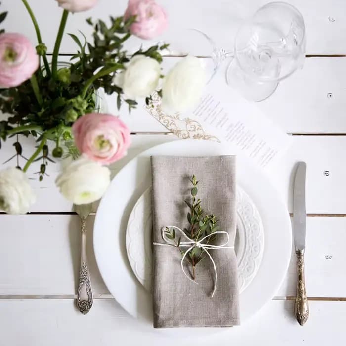 Serviettes en lin blanc de couleur naturelle, 6 pièces, pour dîner de Table de fête de mariage, linge de Table écologique