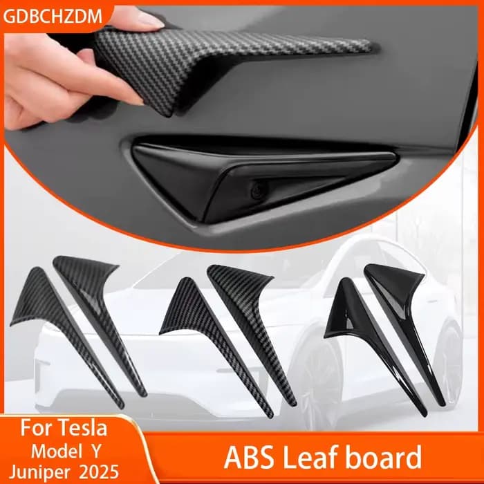 Couverture de caméra latérale en ABS à motif carbone pour Tesla Model 3 Highland 2024 Model Y Juniper 2026, accessoires autocollants pour panneau ABS