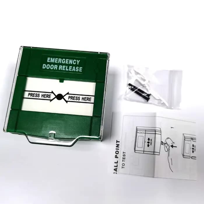 Bouton de déverrouillage d'urgence réinitialisable pour porte coupe-feu avec couvercle