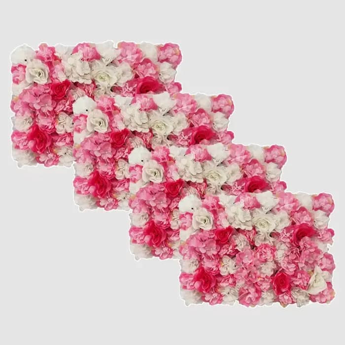 Toile de fond murale à fleurs, 4 pièces, panneaux muraux floraux 60x40cm, panneau de fleurs 3D pour décor de fête prénuptiale de mariage