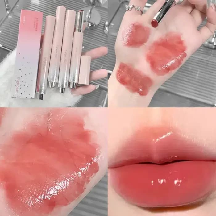 Gelée solide brillant à lèvres mignon miroir hydratant rouge marron
