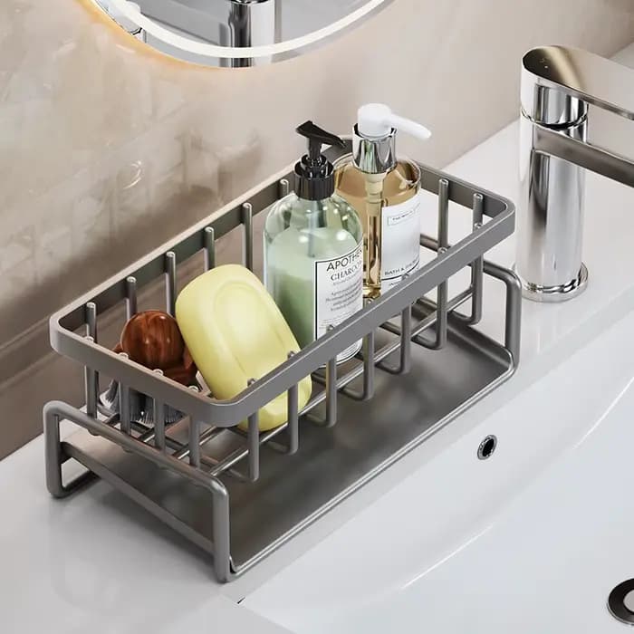 Étagère de cuisine en acier inoxydable, égouttoir à éponge, égouttoir d'évier, fournitures de vaisselle, rangement de torchons, égouttoir