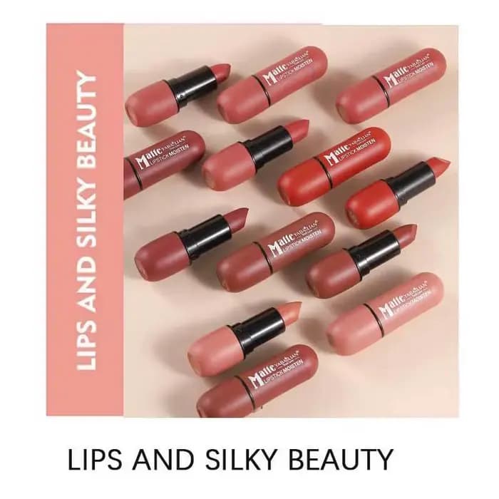 Rouge à lèvres mat 6 couleurs : coloris velours