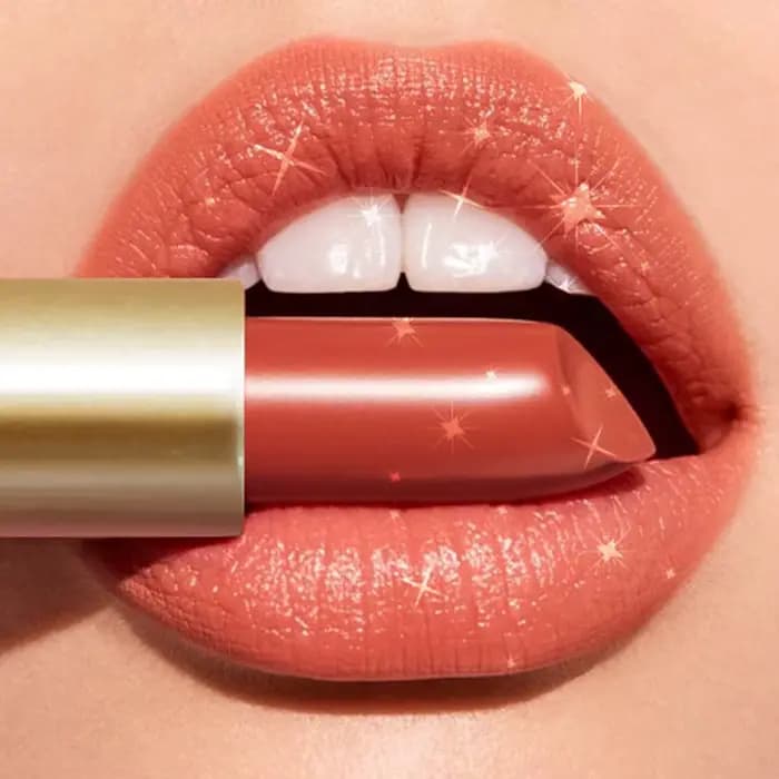 6 couleurs barre d'or Tube rouge à lèvres diamant nacré paillettes or rose