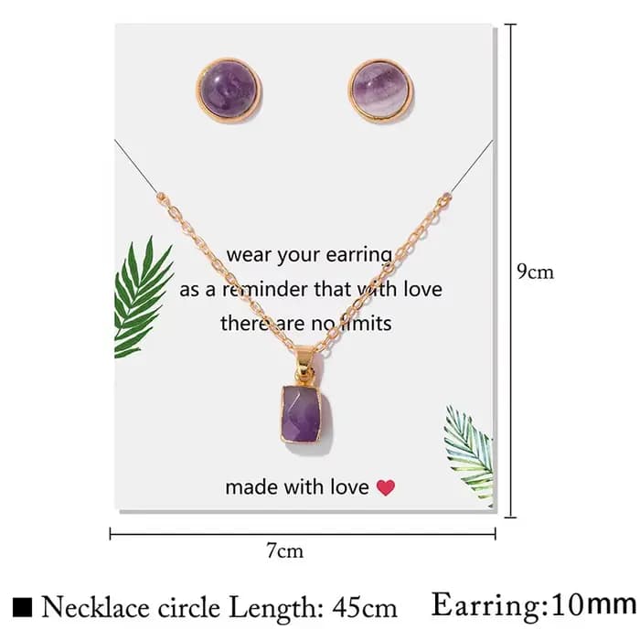 Pendentif en pierre rectangulaire vintage pour hommes et femmes, colliers de la présidence, boucles d'oreilles rondes, ensemble de bijoux en pierre naturelle, clous d'oreille