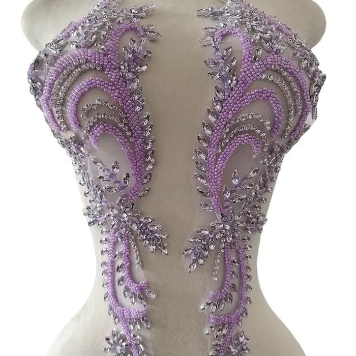 18 couleurs col en V profond une paire d'accessoires de robe de soirée perles Tulle vêtements décoration à la main strass matériel de buste de bal