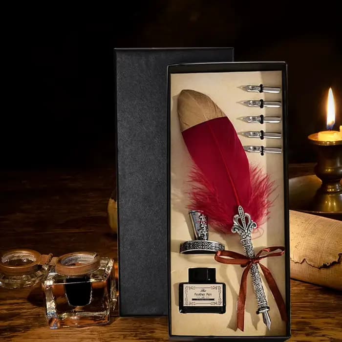Stylo à plume avec 5 pièces, Kit de stylo à encre à plumes fines, papeterie rétro, ensemble de stylos à plume rétro, Excellent Souvenir de mariage pour femmes et hommes