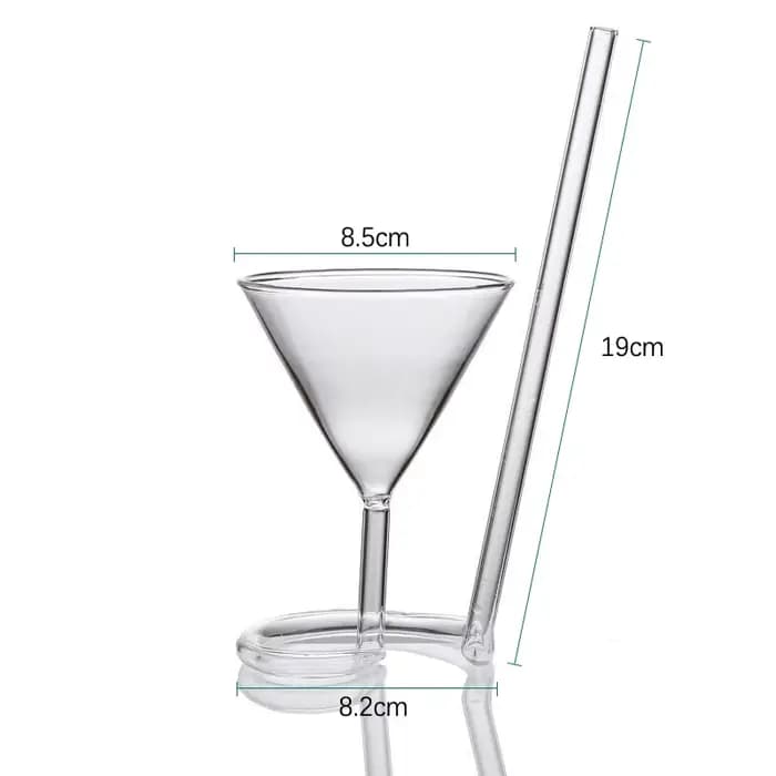 Verre à Cocktail en Spirale Révolupté, Martini Créatif à Longue Queue, Paille à Vin pour Bar, Fourniture de ix