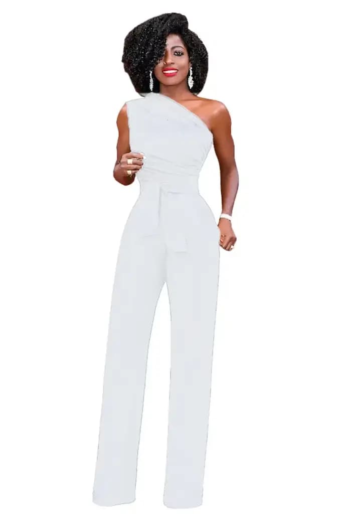 Combinaison pour femmes, col incliné, haut court, pantalon droit, ceinture, Sexy, sans manches, pantalon ample, élégant, charmant, combishort, 2024