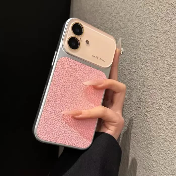 Étui de luxe en cuir lychee avec grande fenêtre en cristal pour iPhone 17 16 15 14 13 12 11 Pro Max, coque antichoc souple et résistante