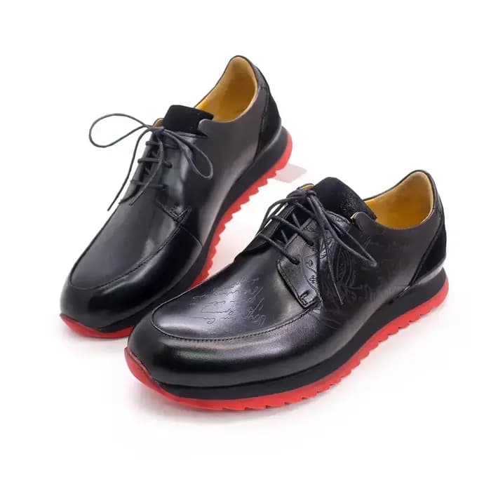 Chaussures en cuir faites à la main pour hommes, élégantes, à lacets, semelle rouge antidérapante, pour Occasions et Banquets décontractés à la mode