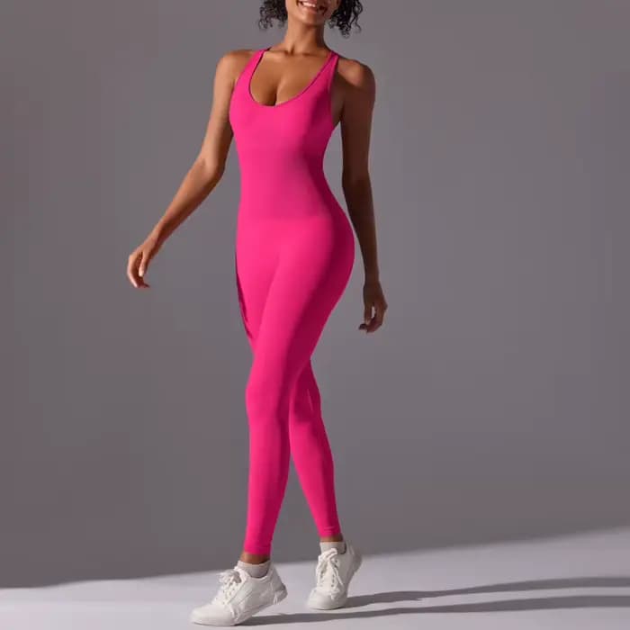 Ensemble de sport pour femme, tenue de yoga, combinaison de sport, combinaison de fitness, combinaison de sport extensible, combinaison sexy à dos en V
